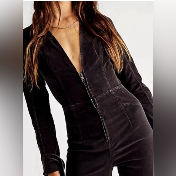 FREE PEOPLE WE THE FREE Jovi Corduroy‎ Jumpsuit Brown L - Picture 2 of 16